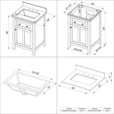 Jeffrey Alexander VKITCHA24CHBOR 24" Chocolate Chatham Vanity, Boulder Cultured Marble Vanity Top, undermount rectangle bowl