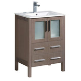 Fresca FCB6224GO-I Fresca Torino 24" Gray Oak Modern Bathroom Cabinet w/ Integrated Sink