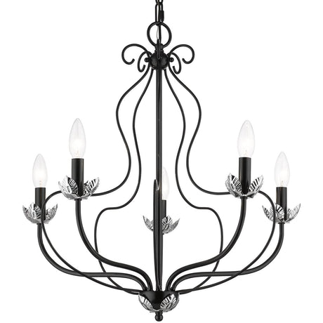 Livex Lighting 42905-68 Katarina 5 Light 23 inch Shiny Black with Polished Chrome Accents Chandelier Ceiling Light