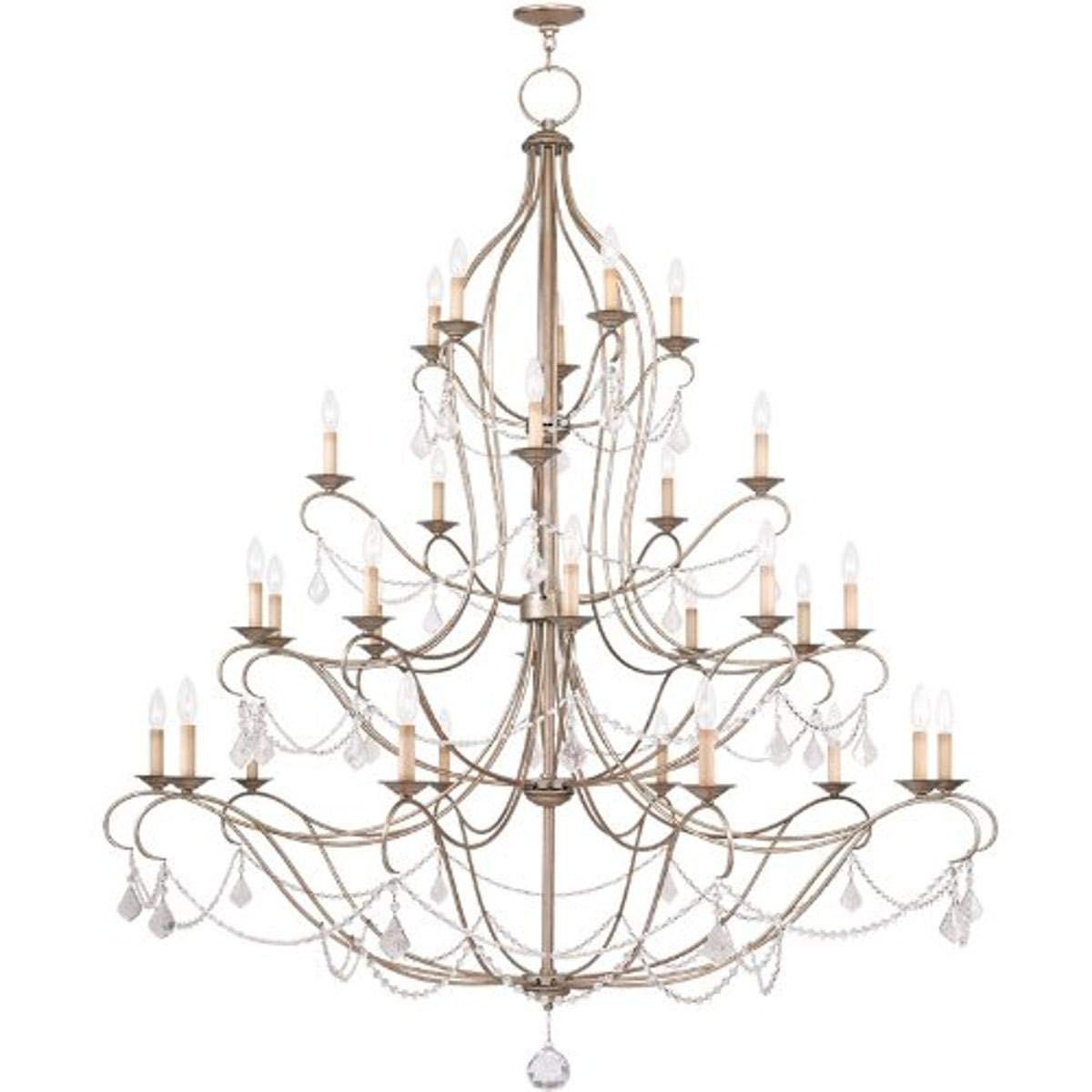 Livex Lighting 6459-73 Chesterfield 30 Light Chandelier, Hand Painted Antique Silver Leaf