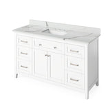 Jeffrey Alexander VKITCHA60SWHBOR 60" White Chatham Vanity, Boulder Cultured Marble Vanity Top, undermount rectangle bowl