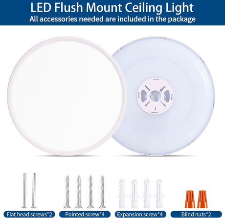 New England Home Goods 9'' Led Flush Mount Ceiling Light Fixture 24W 2400LM Dimmable 5000K - LT0145