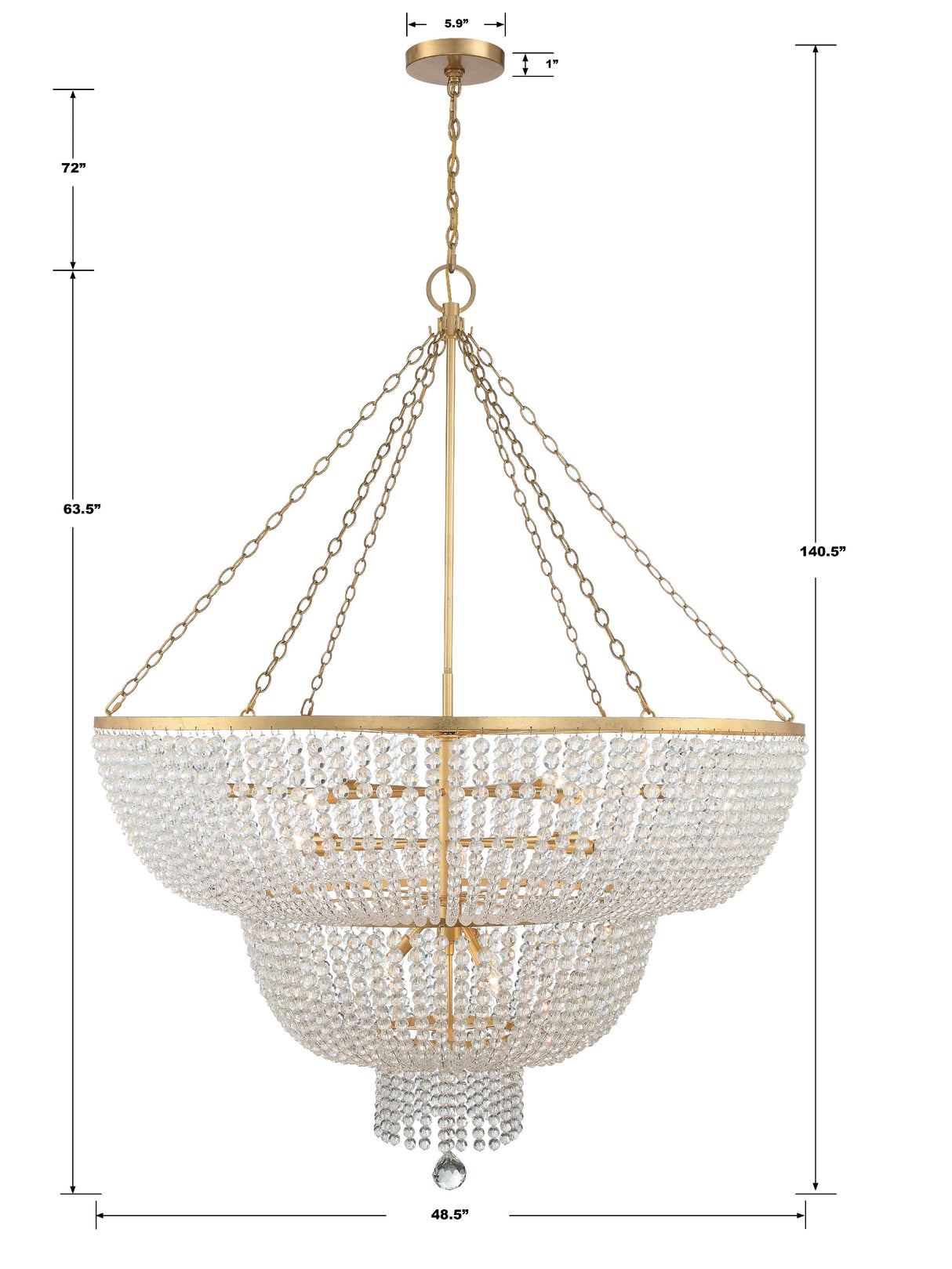 Rylee 15 Light Antique Gold Chandelier 614-GA