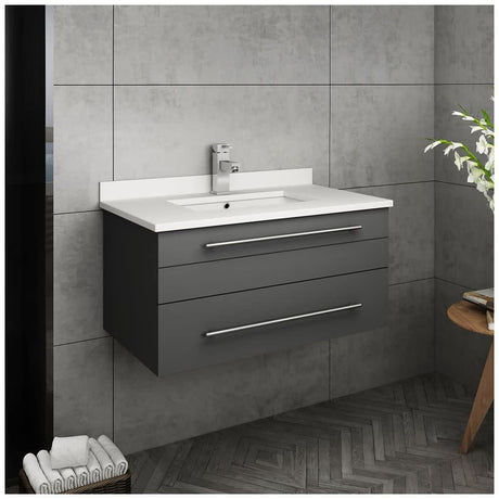 Fresca FCB6130GR-UNS-CWH-U Gray Wall Hung Bathroom Cabinet