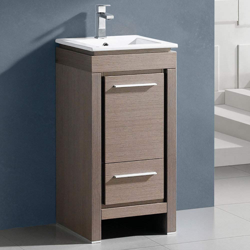 Fresca FCB8118HA-I Fresca Allier Rio 16" Ash Gray Modern Bathroom Cabinet w/ Sink