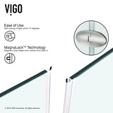 VIGO VG6061BNCL38W 38.13" -38.13"W -78.75"H Frameless Hinged Neo-angle Shower Enclosure with Clear 0.38" Tempered Glass Stainless Steel Hardware in Brushed Nickel Finish, Reversible Handle and Base