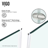 VIGO VG6061CHCL42 40.0" -40.0" W -73.75" H Frameless Hinged Neo-angle Shower Enclosure with Clear 0.38" Tempered Glass and Stainless Steel Hardware in Chrome Finish with Reversible Handle