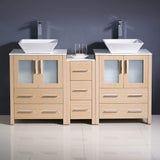 Fresca FCB62-241224WH-CWH-V Fresca Torino 60" White Modern Double Sink Bathroom Cabinets w/ Tops & Vessel Sinks