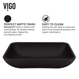 VIGO Sottile 18.125 inch L x 13 inch W Over the Counter Freestanding MatteShellTM Rectangular Vessel Bathroom Sink in Black - Sink for Bathroom VG07110