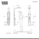 VIGO VG08008 Mateo 20.5" -7.13" W -59.5" H Shower Massage Panel 6 -Jet High Pressure Shower System with Thermostatic, Volume, Dual Function Control Type, Brass Hardware in Stainless Steel Finish