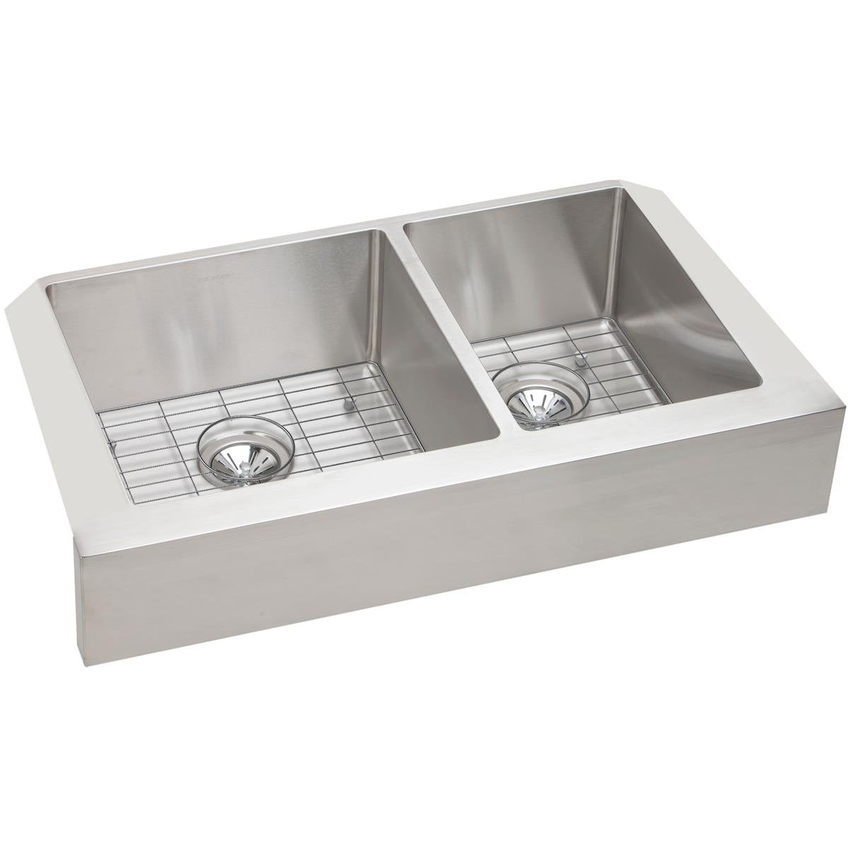 Elkay ECTRUF32179RDBG Crosstown 60/40 Double Bowl Farmhouse Stainless Steel Sink Kit