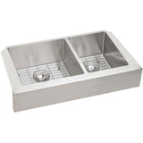 Elkay ECTRUF32179RDBG Crosstown 60/40 Double Bowl Farmhouse Stainless Steel Sink Kit
