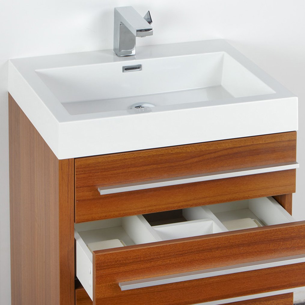 Fresca FVN8024TK Fresca Livello 24" Teak Modern Bathroom Vanity w/ Medicine Cabinet