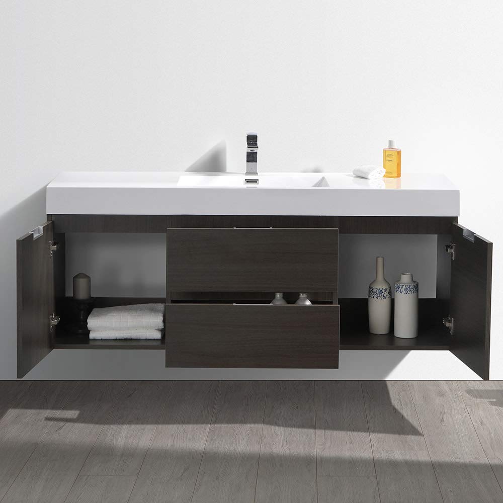 Fresca FCB8360GG-I Fresca Valencia 60" Dark Slate Gray Wall Hung Modern Bathroom Vanity