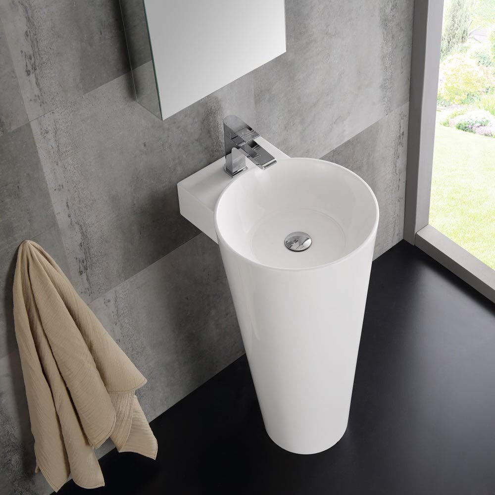 Fresca FVN5022WH Fresca Messina 16" White Pedestal Sink w Medicine Cabinet - Modern Bathroom Vanity