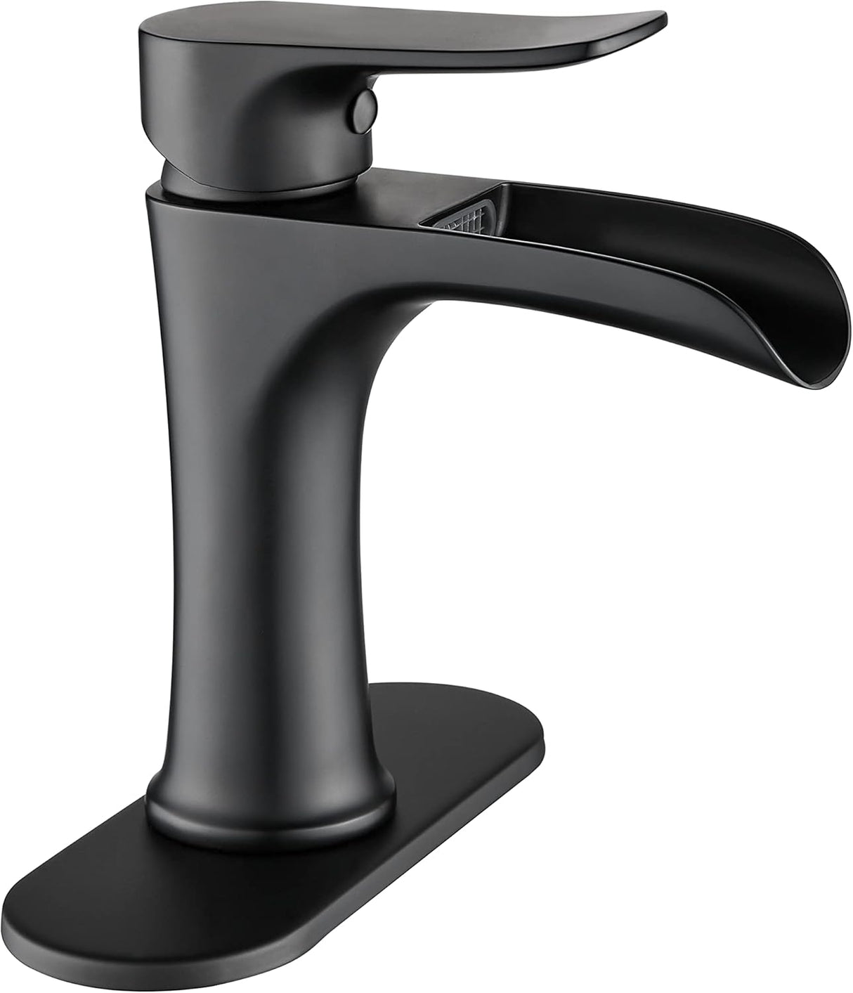 Chrome Bathroom Sink Faucet – Waterfall Design with Single or 3-Hole Installation and 4-Inch Deck Plate