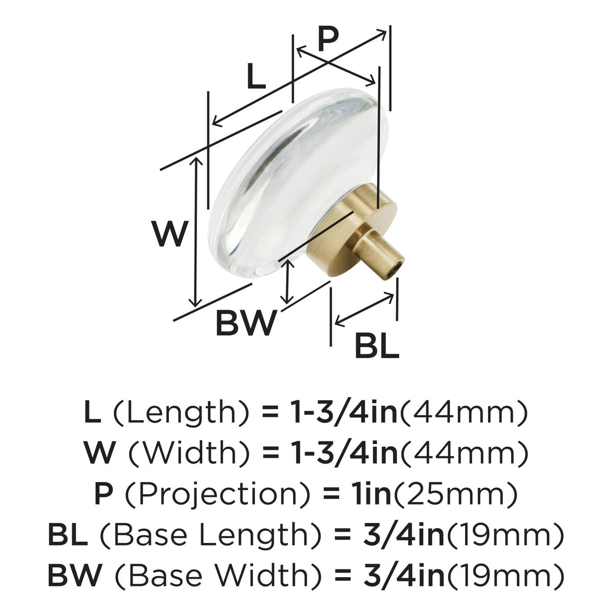 Amerock Cabinet Knob Clear/Champagne Bronze 1-3/4 inch (44 mm) Diameter Glacio 1 Pack Drawer Knob Cabinet Hardware