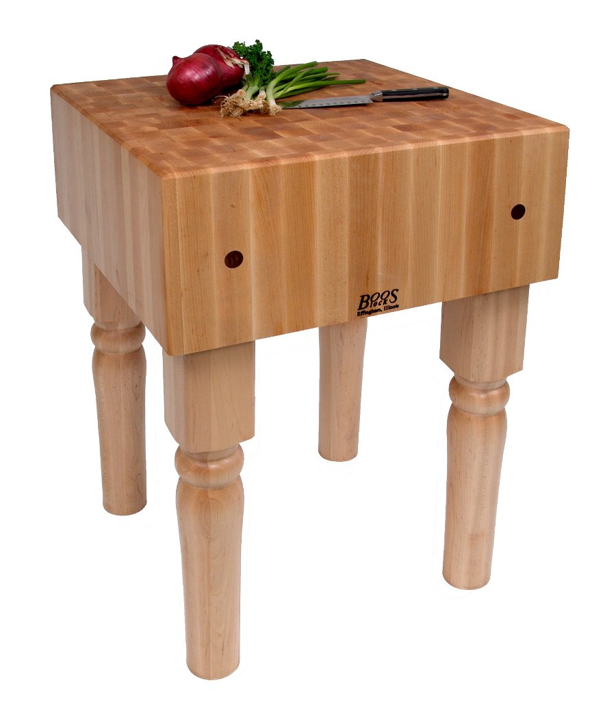 John Boos AB02-CR Traditional AB Standing Block - 10" Thick Maple Butcher Block, 24"W x 18"D, Cherry Stained Legs BLOCK 24X18X10-