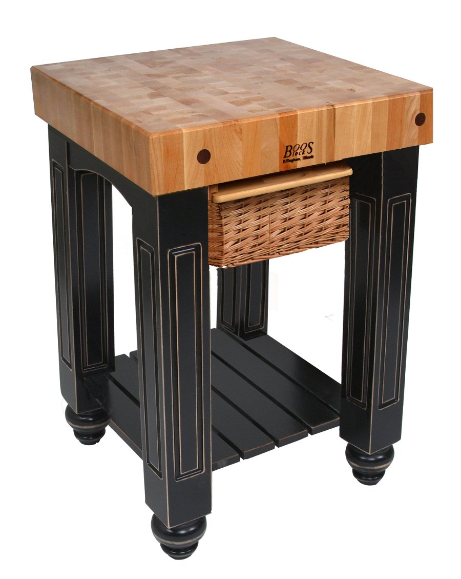 John Boos CU-GB25-SL Gathering Block I - 4" End-Grain Maple Butcher Block. 25"W x 24"D 36"H. Spicy Latte Base.