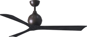 Matthews Fan IR3-TB-BK-60 Irene-3 three-blade paddle fan in Textured Bronze finish with 60" solid matte black wood blades.