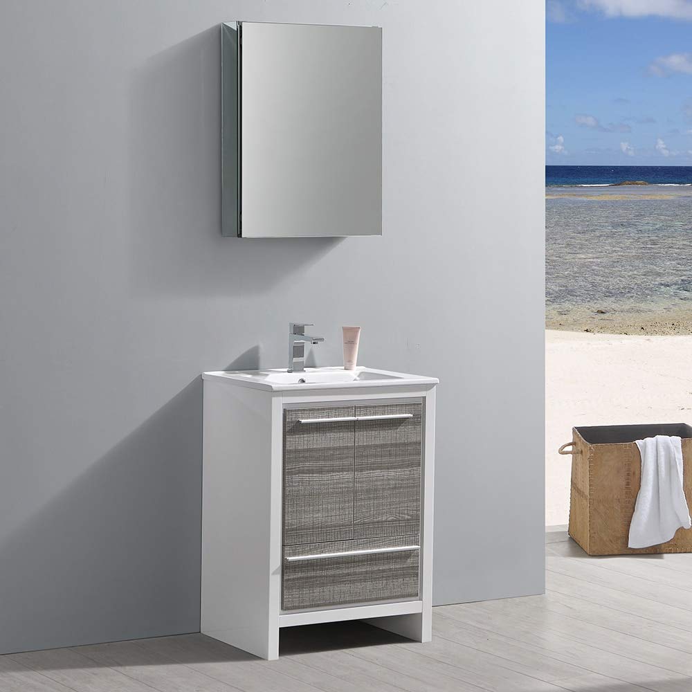 Fresca FVN8125HA Fresca Allier Rio 24" Ash Gray Modern Bathroom Vanity w/ Medicine Cabinet