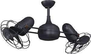 Matthews Fan DG-BK-MTL Dagny 360° double-headed rotational ceiling fan in Matte Black finish with metal blades.
