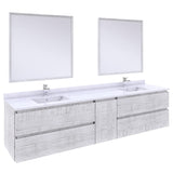 Fresca FVN31-361236RWH Fresca Formosa 84" Wall Hung Double Sink Modern Bathroom Vanity w/ Mirrors in Rustic White