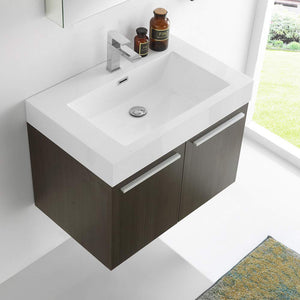 Fresca FVN8089BW Fresca Vista 30" Black Wall Hung Modern Bathroom Vanity w/ Medicine Cabinet