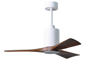Matthews Fan PA3-WH-WA-42 Patricia-3 three-blade ceiling fan in Gloss White finish with 42” solid walnut tone blades and dimmable LED light kit 
