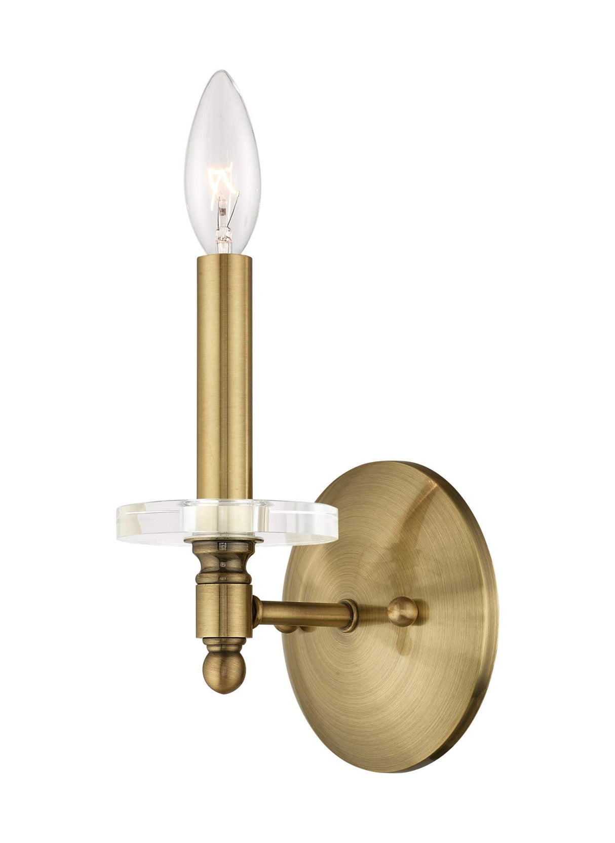Livex Lighting 42701-01 Bancroft - One Light Wall Sconce, Antique Brass Finish with Clear Bobeche Crystal
