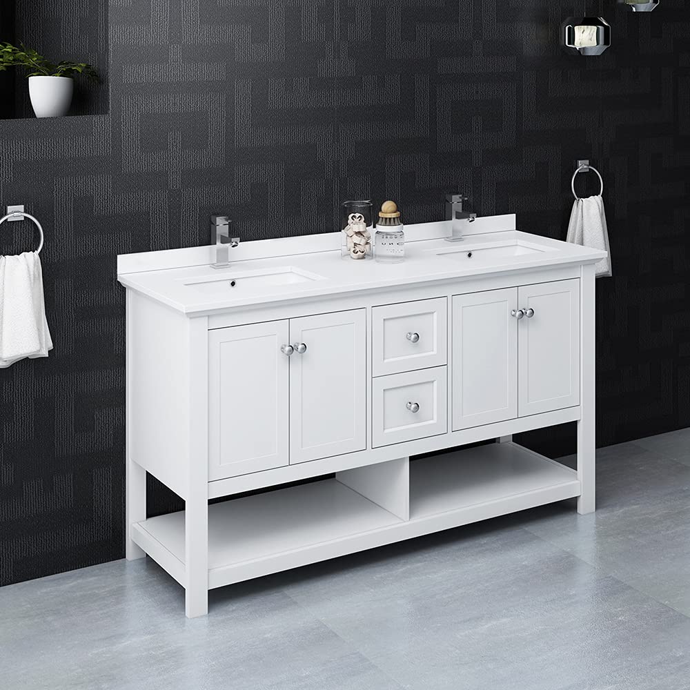 Fresca FCB2360VG-D-CWH-U Double Sink Cabinet with Sinks