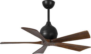 Matthews Fan IR5-BK-WA-42 Irene-5 five-blade paddle fan in Matte Black finish with 42" solid walnut tone blades.