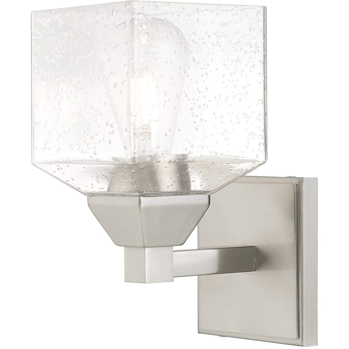 Livex Lighting 10381-91 Aragon - One Light Wall Sconce, Brushed Nickel Finish with Clear Seeded Glass