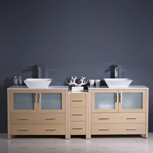 Fresca FCB62-361236ES-CWH-V Fresca Torino 84" Espresso Modern Double Sink Bathroom Cabinets w/ Tops & Vessel Sinks