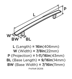 Amerock Appliance Pull Satin Nickel 12 inch (305 mm) Center to Center Cyprus 1 Pack Drawer Pull Drawer Handle Cabinet Hardware