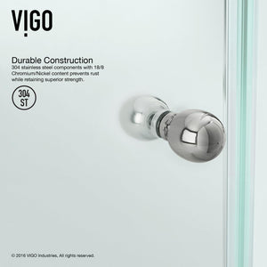 VIGO VG6061CHCL38W 38.13" -38.13" W -78.75" H Frameless Hinged Neo-angle Shower Enclosure with Clear 0.38" Tempered Glass and Stainless Steel Hardware in Chrome Finish with Reversible Handle and Base