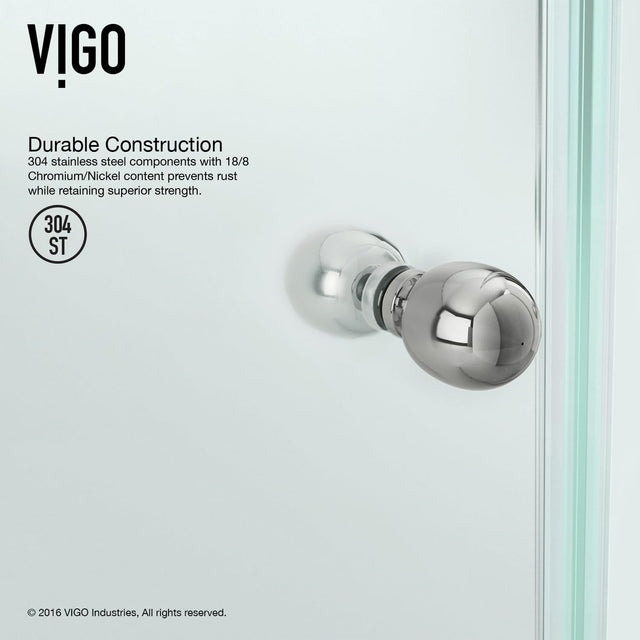 VIGO VG6061CHCL38W 38.13" -38.13" W -78.75" H Frameless Hinged Neo-angle Shower Enclosure with Clear 0.38" Tempered Glass and Stainless Steel Hardware in Chrome Finish with Reversible Handle and Base