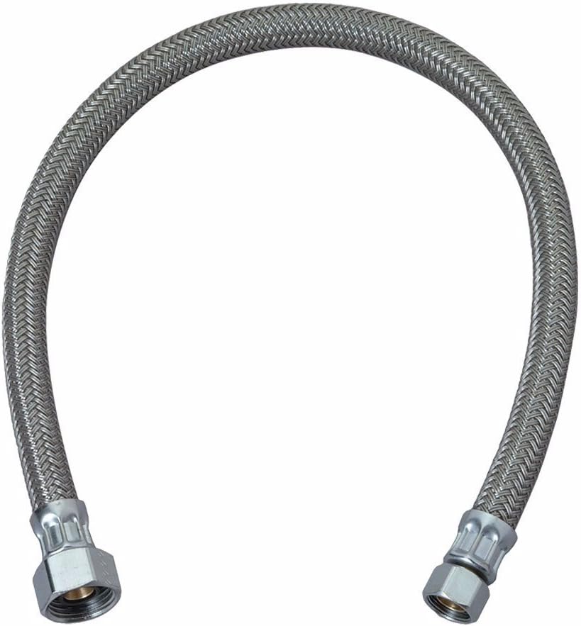 BrassCraft Supply Line, Pb 3/8"x1/2"x20", Stainless Steel, Silver
