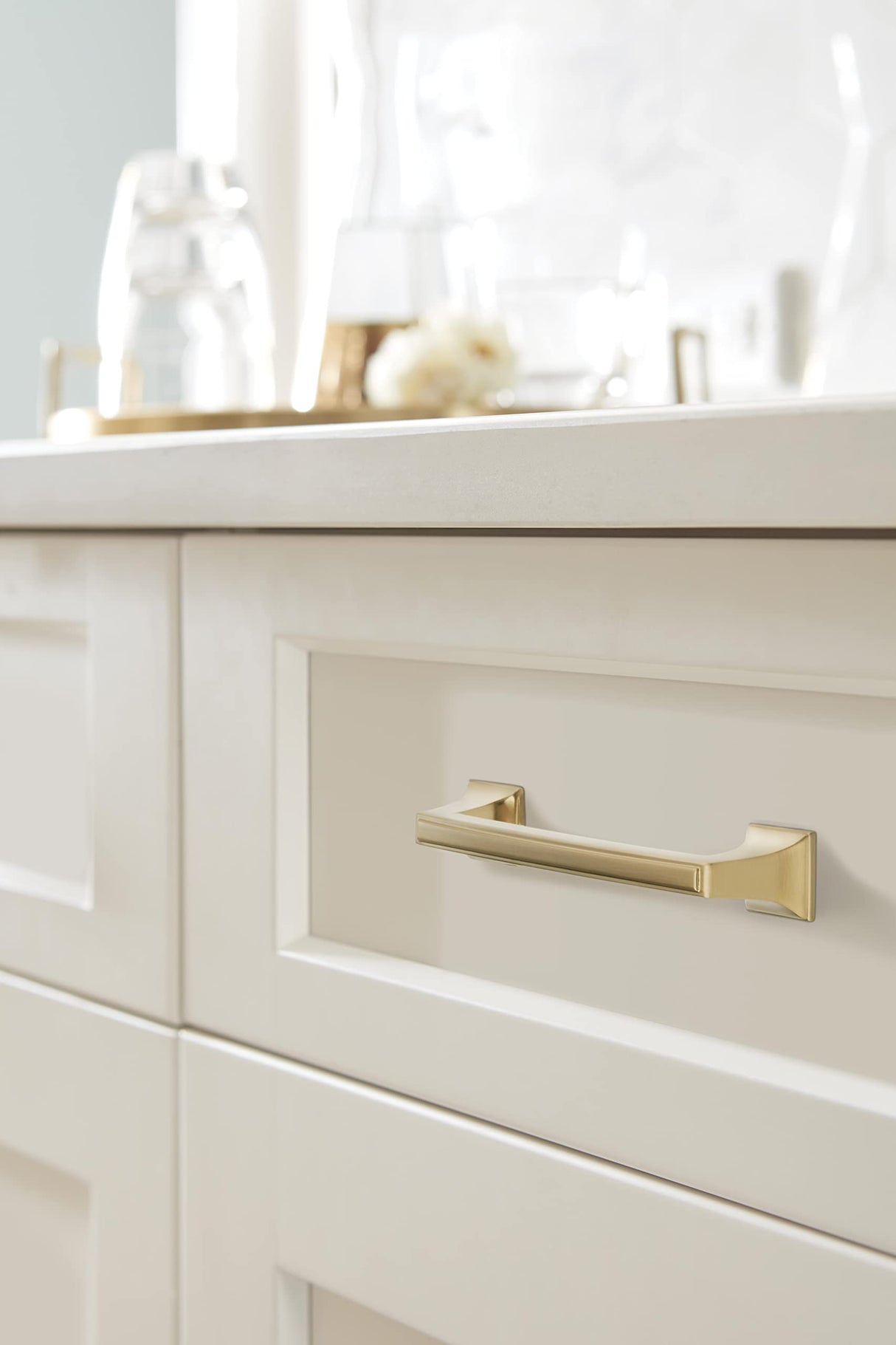 Amerock Cabinet Pull Champagne Bronze 3-3/4 inch (96 mm) Center to Center Mulholland 1 Pack Drawer Pull Drawer Handle Cabinet Hardware