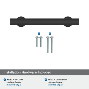 Amerock Corp BP37104MB Everett Pull, 3-3/4 in (96 mm) Center-to-Center, Matte Black