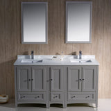 Fresca FVN20-241224GR Fresca Oxford 60" Gray Traditional Double Sink Bathroom Vanity