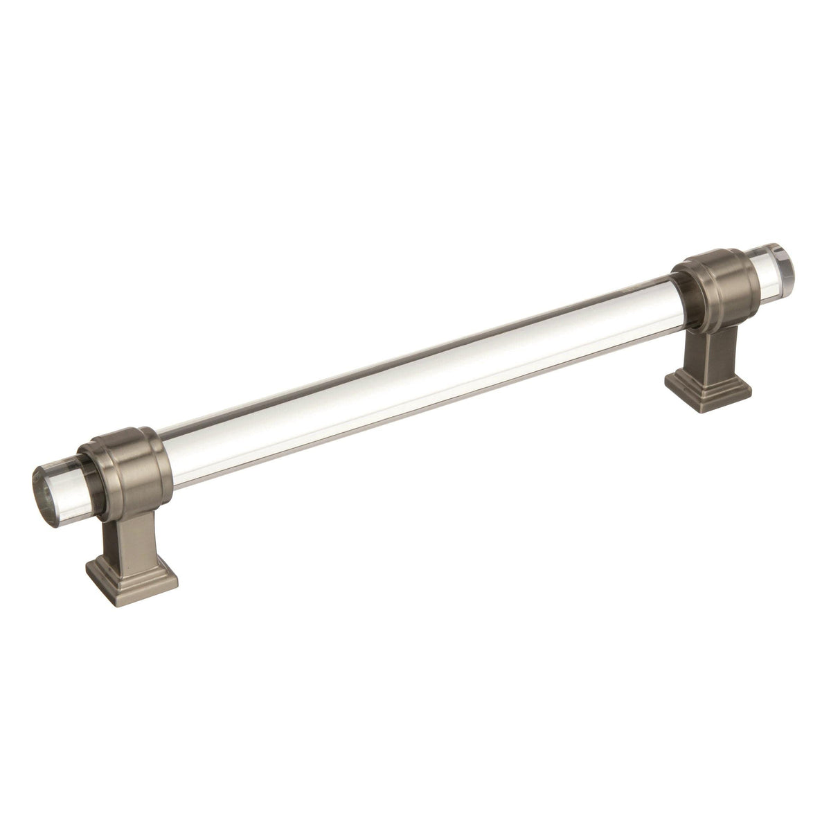 Amerock Cabinet Pull Clear/Satin Nickel 6-5/16 inch (160 mm) Center to Center Glacio 1 Pack Drawer Pull Drawer Handle Cabinet Hardware