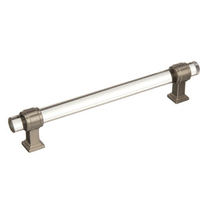 Amerock Cabinet Pull Clear/Satin Nickel 6-5/16 inch (160 mm) Center to Center Glacio 1 Pack Drawer Pull Drawer Handle Cabinet Hardware