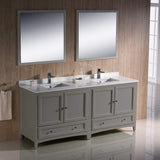 Fresca FVN20-3636GR Fresca Oxford 72" Gray Traditional Double Sink Bathroom Vanity