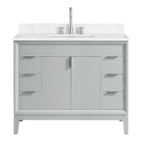 Avanity Emma 43 in. Vanity Combo in Dove Gray finish with Cala White Engineered Stone Top