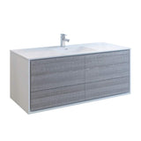 Fresca FCB9260HA-S-I Fresca Catania 60" Glossy Ash Gray Wall Hung Modern Bathroom Cabinet w/ Integrated Single Sink