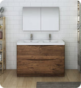 Fresca FCB9148RW-D-I Fresca Tuscany 48" Rosewood Free Standing Modern Bathroom Cabinet w/ Integrated Double Sink