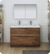 Fresca Tuscany 48" Rosewood Free Standing Modern Bathroom Cabinet w/Integrated Double Sink
