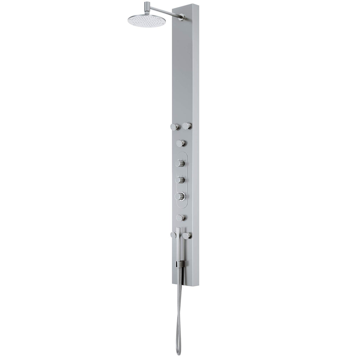 VIGO VG08001 Dilana 2.75" -6.25" W -66.88" H Shower Massage Panel 6 -Jet High Pressure Shower System with Thermostatic, Volume, Dual Function Control Type, Brass Hardware in Stainless Steel Finish