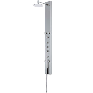 VIGO VG08001 Dilana 2.75" -6.25" W -66.88" H Shower Massage Panel 6 -Jet High Pressure Shower System with Thermostatic, Volume, Dual Function Control Type, Brass Hardware in Stainless Steel Finish